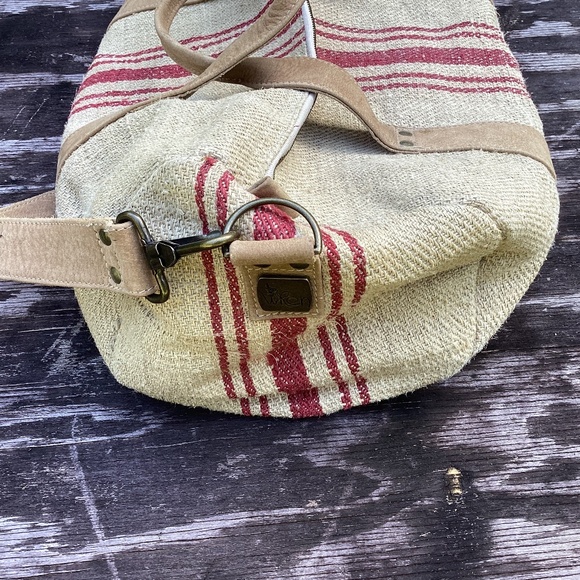 NEW free people Duffel jute linen weekender BAG - Picture 5 of 10